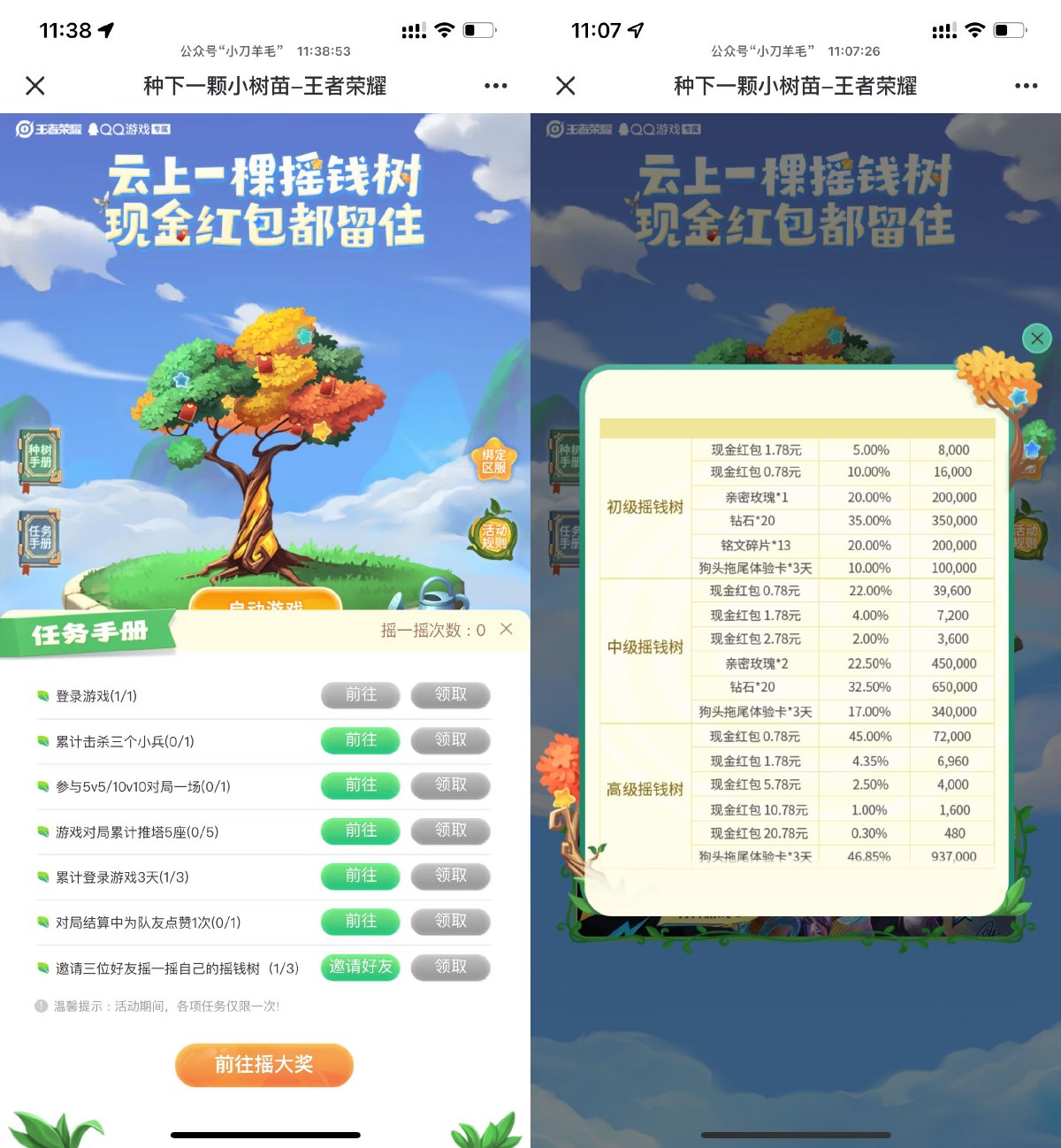 王者荣耀种树抽1.78~20亓红包-玖速优品